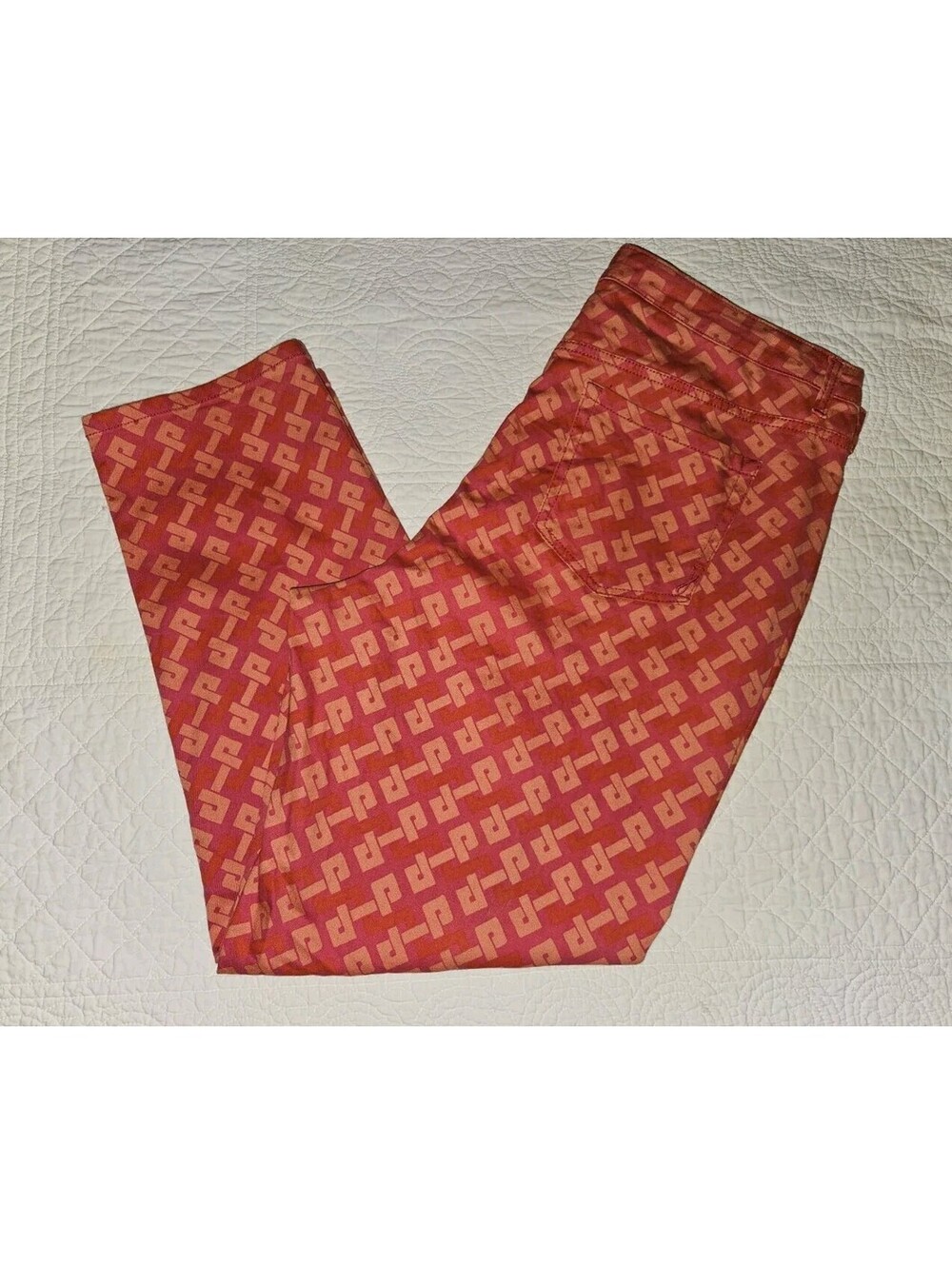 Jones New York Jeans Size 18 W Bleecker Ankle Zip High Waist Pink Red Pants